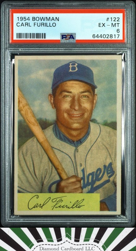 1954 Bowman #122 Carl Furillo PSA 6 [STUNNING CARD], front