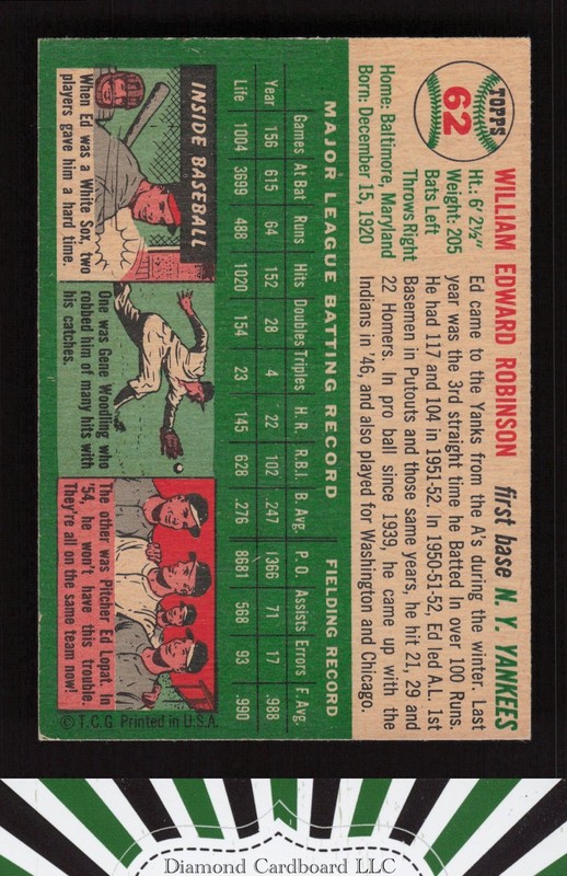 1954 Topps #62 Eddie Robinson EX o, back