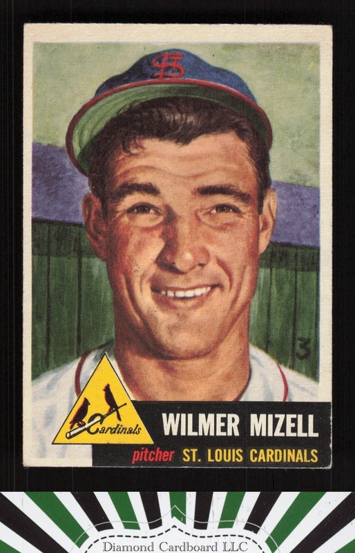 1953 Topps #128 Wilmer Mizell : Bio uses black text VGEX h, front