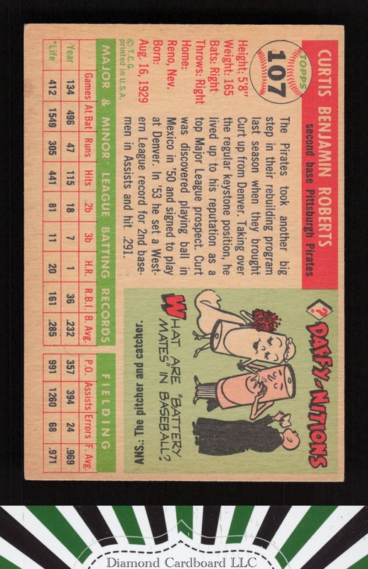 1955 Topps #107 Curt Roberts EX k, back